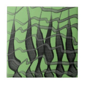 Zwart en grijs Abstract gevederde bloembladeren Tegeltje (Voorkant)