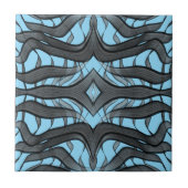 Zwart en grijs Abstract gevederde bloembladeren Tegeltje (Voorkant)