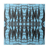 Zwart en grijs Abstract gevederde bloembladeren Tegeltje (Voorkant)