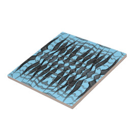 Zwart en grijs Abstract gevederde bloembladeren Tegeltje