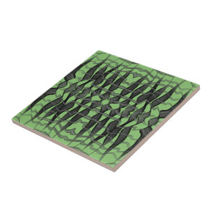 Zwart en grijs Abstract gevederde bloembladeren Tegeltje