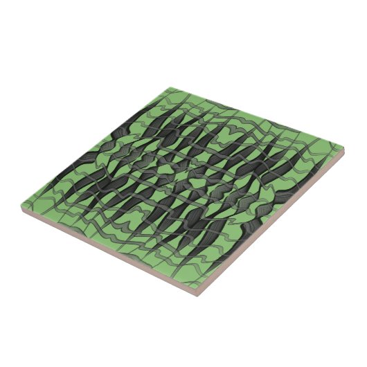 Zwart en grijs Abstract gevederde bloembladeren Tegeltje (Zijkant)