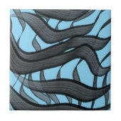 Zwart en grijs Abstract gevederde bloembladeren Tegeltje (Voorkant)