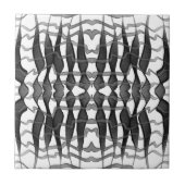 Zwart en grijs Abstract gevederde bloembladeren Tegeltje (Voorkant)