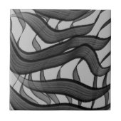 Zwart en grijs Abstract gevederde bloembladeren Tegeltje (Voorkant)