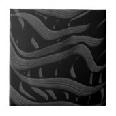 Zwart en grijs Abstract gevederde bloembladeren Tegeltje (Voorkant)