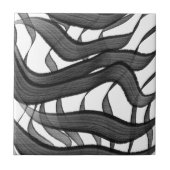 Zwart en grijs Abstract gevederde bloembladeren Tegeltje (Voorkant)