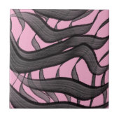 Zwart en grijs Abstract gevederde bloembladeren Tegeltje (Voorkant)