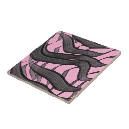 Zwart en grijs Abstract gevederde bloembladeren Tegeltje