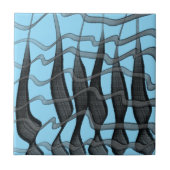 Zwart en grijs Abstract gevederde bloembladeren Tegeltje (Voorkant)