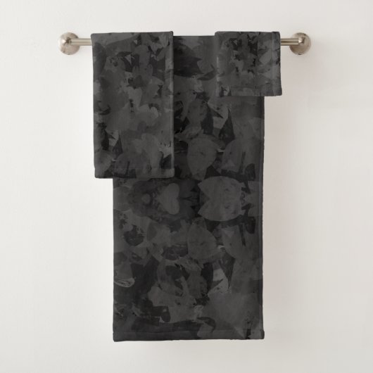 Zwart en grijs abstract grafisch kunst ontwerp bad handdoek (Insitu)