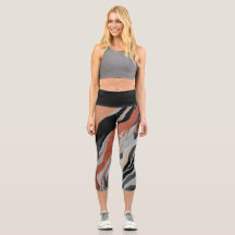 Zwart en grijs Abstract High Waisted Capris