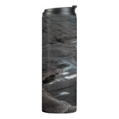 Zwart en grijs abstract schilderij thermosbeker (Gedraaid links)