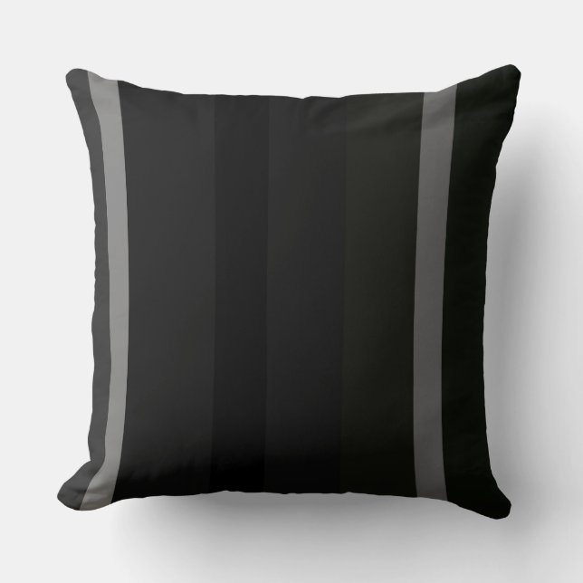 Zwart en Grijs Abstract Strepen Kussen (Voorkant)