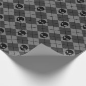 Zwart en grijs Alien Argyle patroon Cadeaupapier (Hoek)