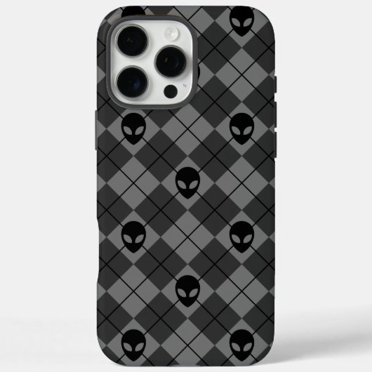 Zwart en grijs Alien Argyle patroon Case-Mate iPhone Case (Achterkant)
