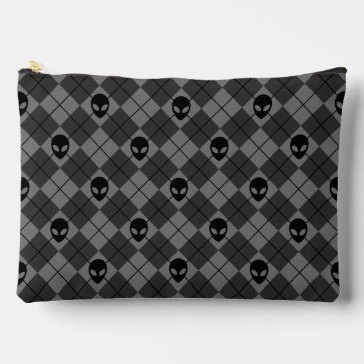 Zwart en Grijs Alien Argyle Patroon Etui (Voorkant)