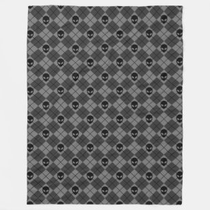 Zwart en Grijs Alien Argyle Patroon Fleece Deken