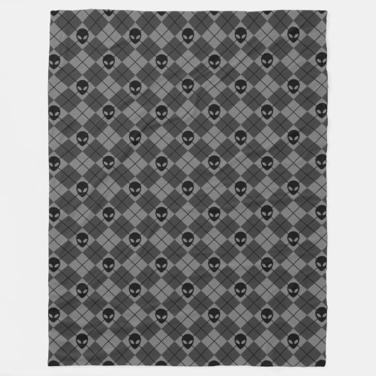 Zwart en Grijs Alien Argyle Patroon Fleece Deken (Voorkant)