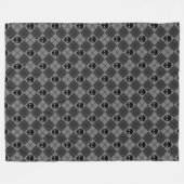 Zwart en Grijs Alien Argyle Patroon Fleece Deken (Voorkant (Horizontaal))