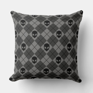 Zwart en Grijs Alien Argyle Patroon Kussen