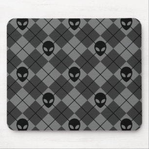 Zwart en Grijs Alien Argyle Patroon Muismat