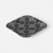 Zwart en grijs Alien Argyle patroon Papieren Bordje (Gebogen)