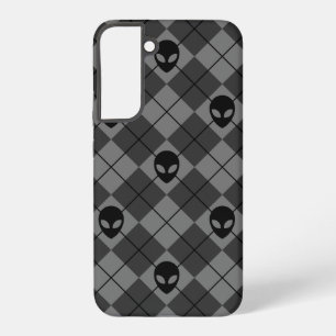 Zwart en Grijs Alien Argyle Patroon Samsung Galaxy Hoesje