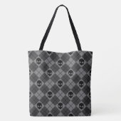 Zwart en grijs Alien Argyle patroon Tote Bag (Achterkant)