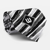 Zwart en grijs aquarel gestreept stropdas (Opgerold)