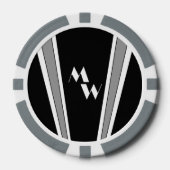 Zwart en grijs Art Deco Design monogram Poker Chips (Voorkant)