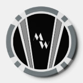Zwart en grijs Art Deco Design monogram Poker Chips (Achterkant)