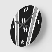 Zwart en grijs Art Deco Design monogram Ronde Klok (Hoek)