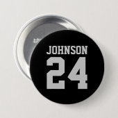 Zwart en Grijs Atleet Naam Jersey Nummer Ronde Button 7,6 Cm (Voorkant /achterkant)