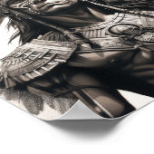 Zwart en grijs Aztec Warrior op witte achtergrond Poster (Hoek)