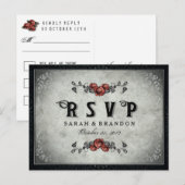 Zwart en grijs bijpassende Halloween RSVP-Briefkaa Uitnodiging Briefkaart (Voorkant / Achterkant)