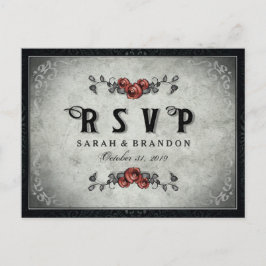 Zwart en grijs bijpassende Halloween RSVP-Briefkaa Uitnodiging Briefkaart