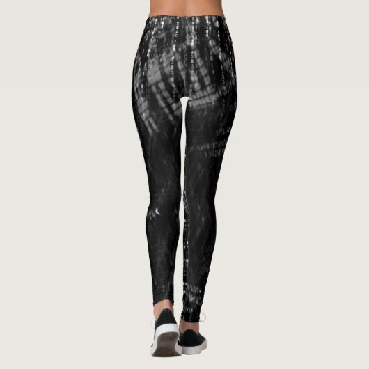 Zwart en Grijs Binaire Code Digitale Kunst Leggings (Achterkant)