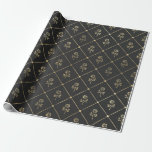 Zwart en Grijs  Bloemen Cadeaupapier<br><div class="desc">Grijs en zwart paris  bloemmotief inpakpapier.</div>