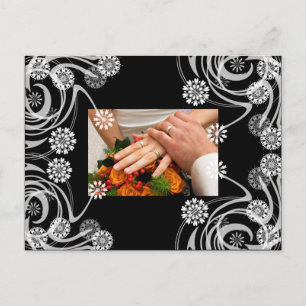 Zwart en Grijs Bloemen Dank u kaart