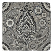 Zwart en grijs Bloemen Paisley Elegance