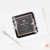 Zwart en Grijs Bloemen Product Verpakkingsetikette Vierkante Sticker (Envelop)