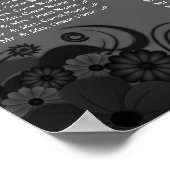 Zwart en Grijs Bloemen Tafel Zitkaarten Poster (Hoek)