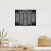 Zwart en Grijs Bloemen Tafel Zitkaarten Poster (Keuken)