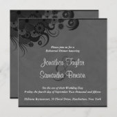 Zwart en grijs bruiloft repetitie diner uitnodigin kaart (Voorkant / Achterkant)