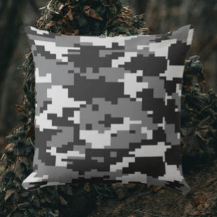 Zwart en Grijs Camo Kussen