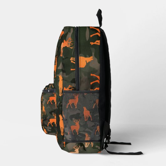 Zwart en grijs camo met Oranje herten Bedrukte Rugzak (Rechts)