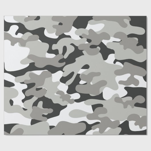 Zwart en grijs Camo-ontwerp Cadeaupapier (Vlak)