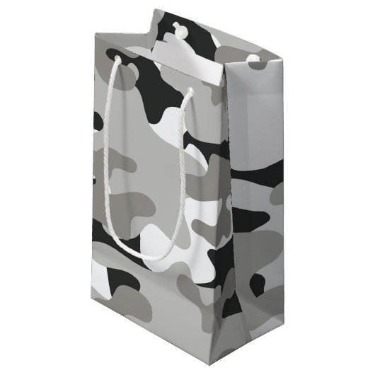 Zwart en grijs Camo-ontwerp Klein Cadeauzakje (Voorkant Gekanteld)