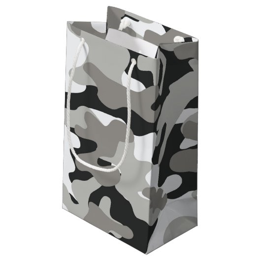 Zwart en grijs Camo-ontwerp Klein Cadeauzakje (Achterkant Gekanteld)